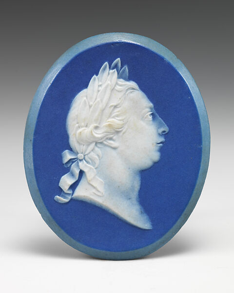 George III, Josiah Wedgwood and Sons (British, Etruria, Staffordshire, 1759–present), Jasper dip, dark blue on white blue, British, Staffordshire 