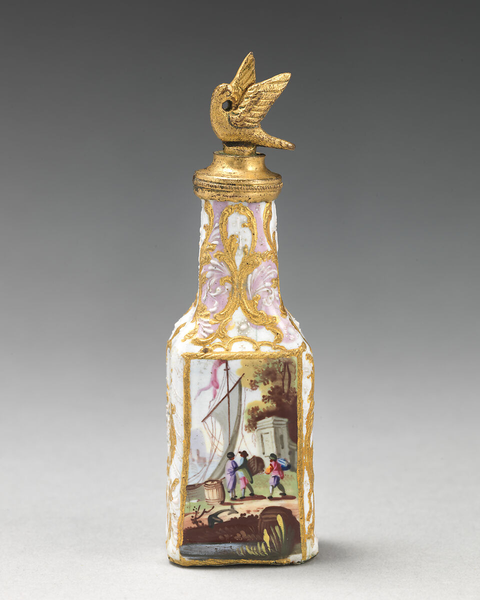 Scent bottle, Enameled copper, British, South Staffordshire