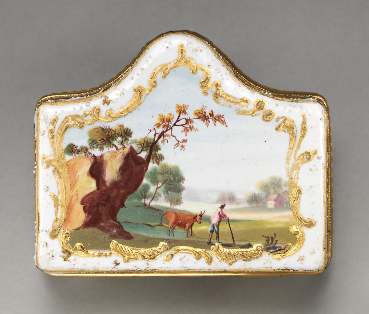Snuffbox, Enameled copper, British, South Staffordshire