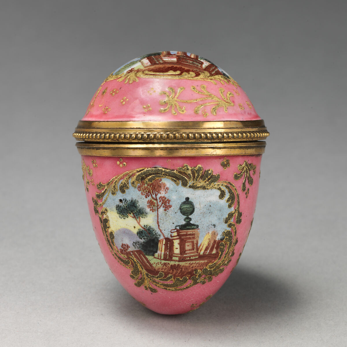 possibly Thimble case, Enameled copper, British, South Staffordshire