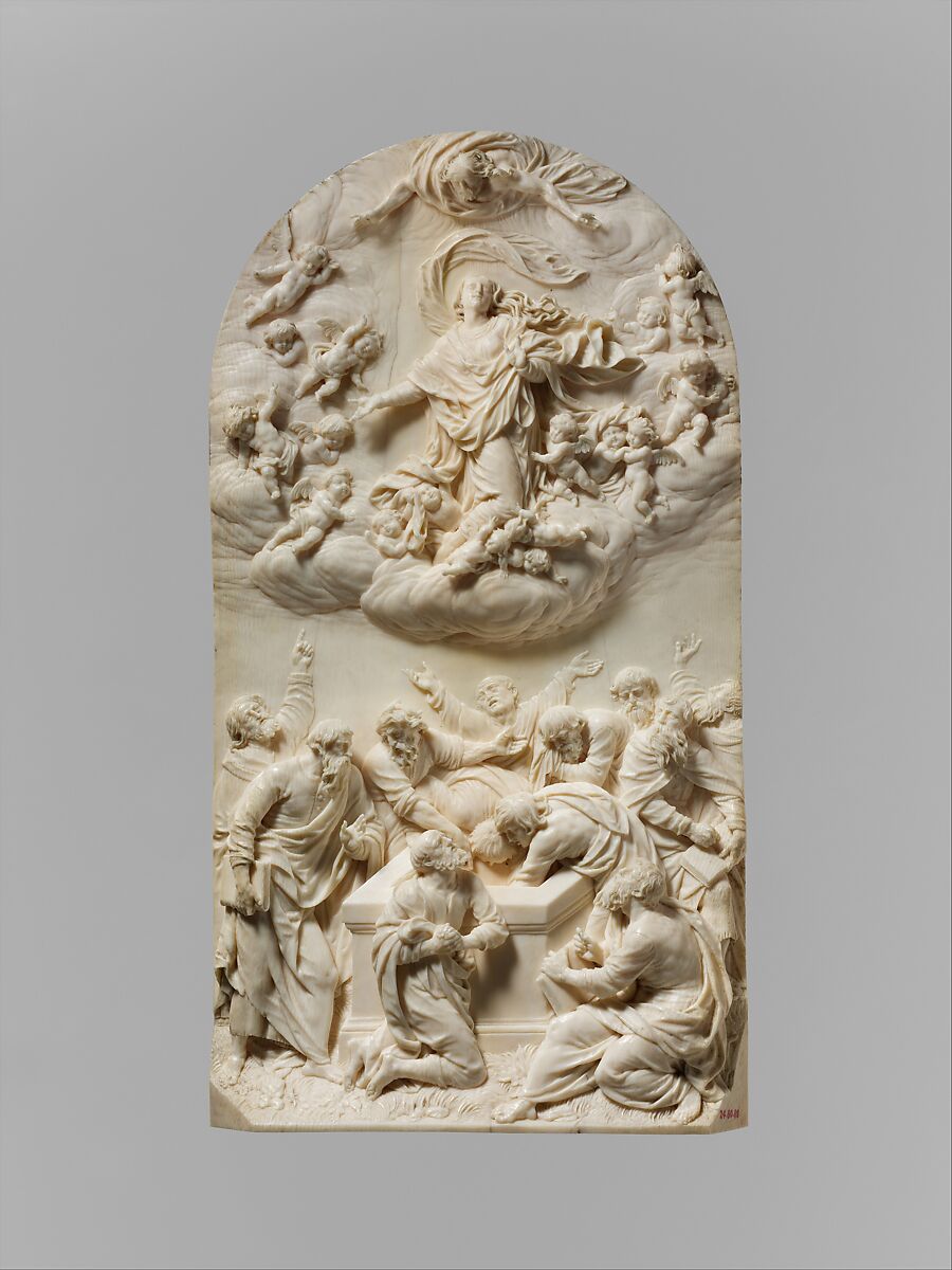 Assumption of the Virgin, Adam Lenckhart (German, Würzburg 1610–1661 Vienna), Ivory, Austrian, carved in Italy 