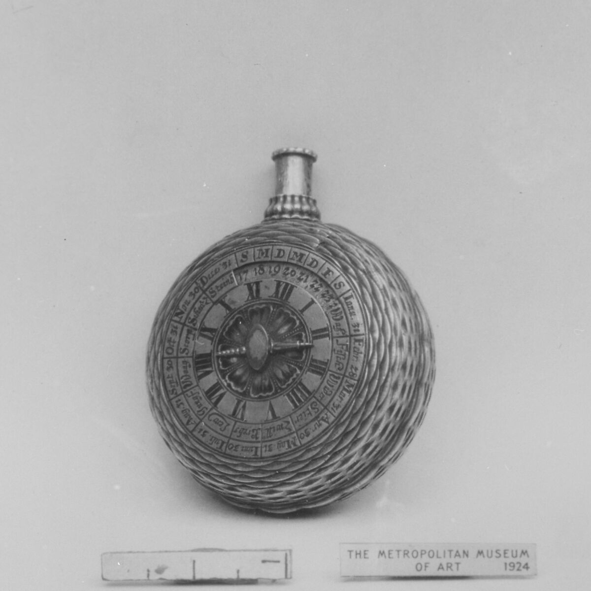 Calendar with sundial, Silver, German 