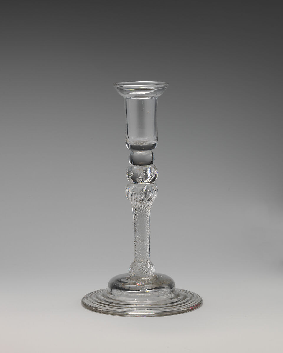 Candlestick (one of a pair), Glass, British 