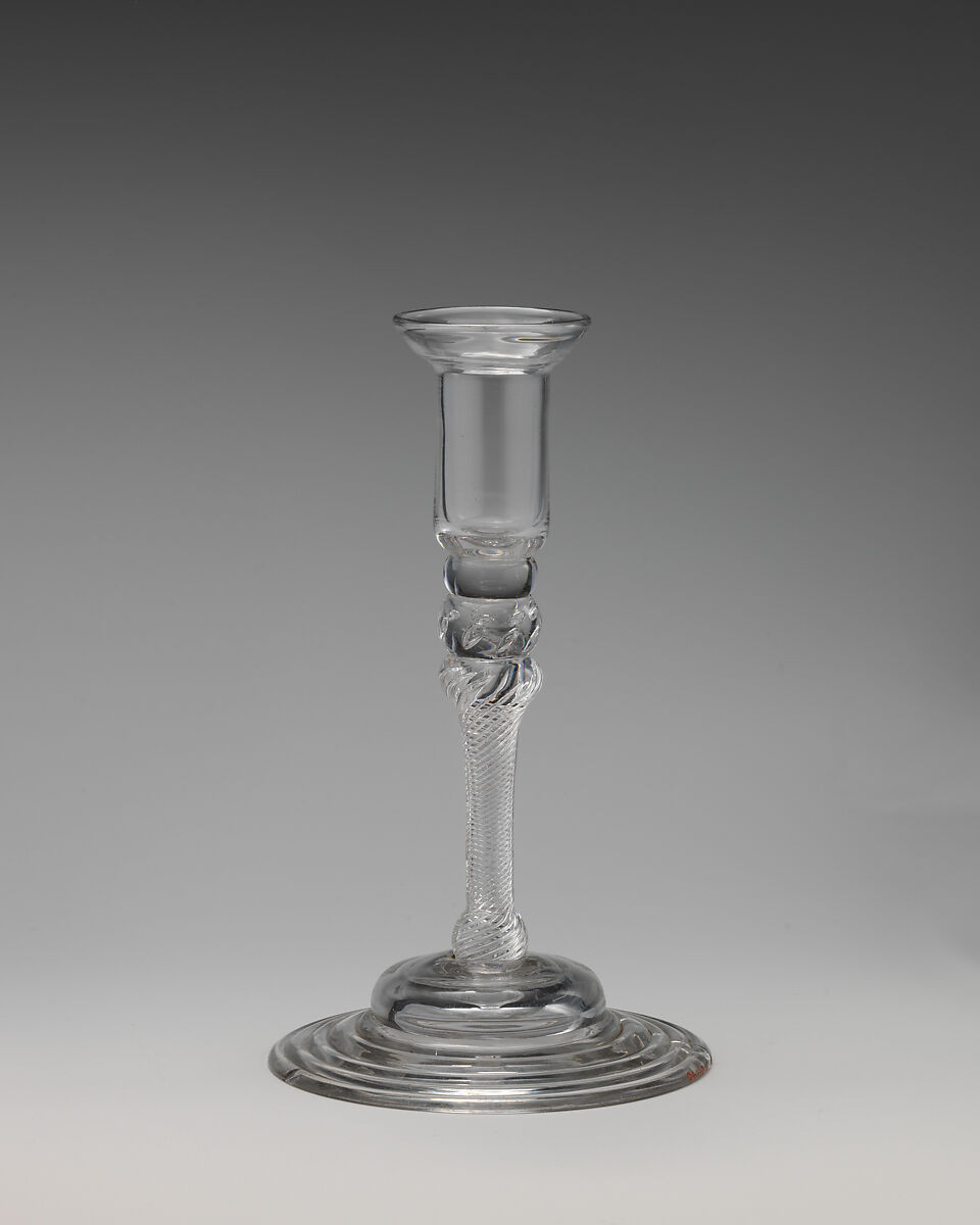 Candlestick (one of a pair), Glass, British 