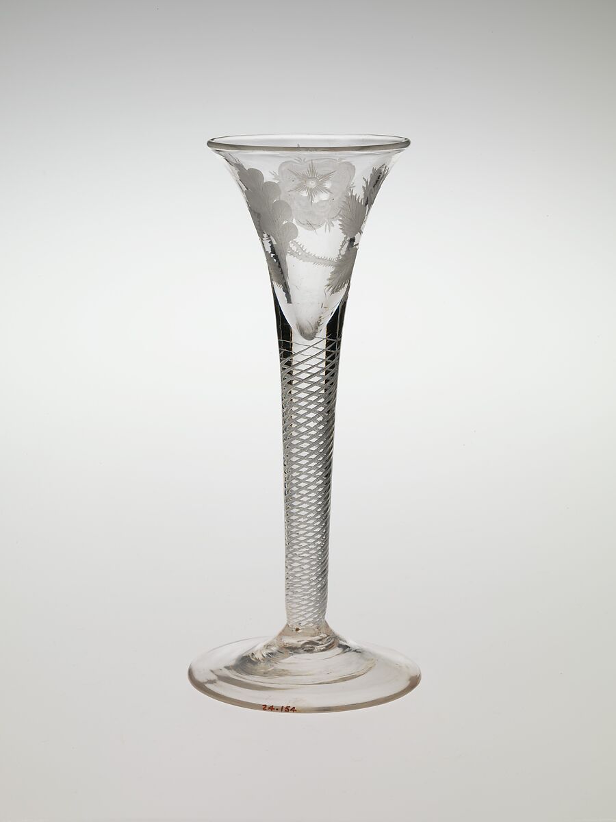 Wineglass with Jacobite emblems, Glass, British