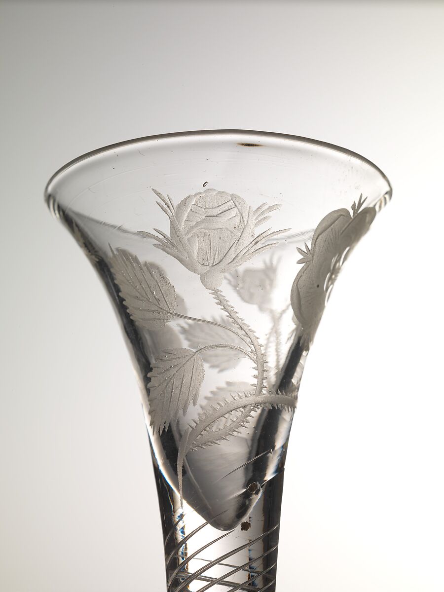 Wineglass with Jacobite emblems, Glass, British