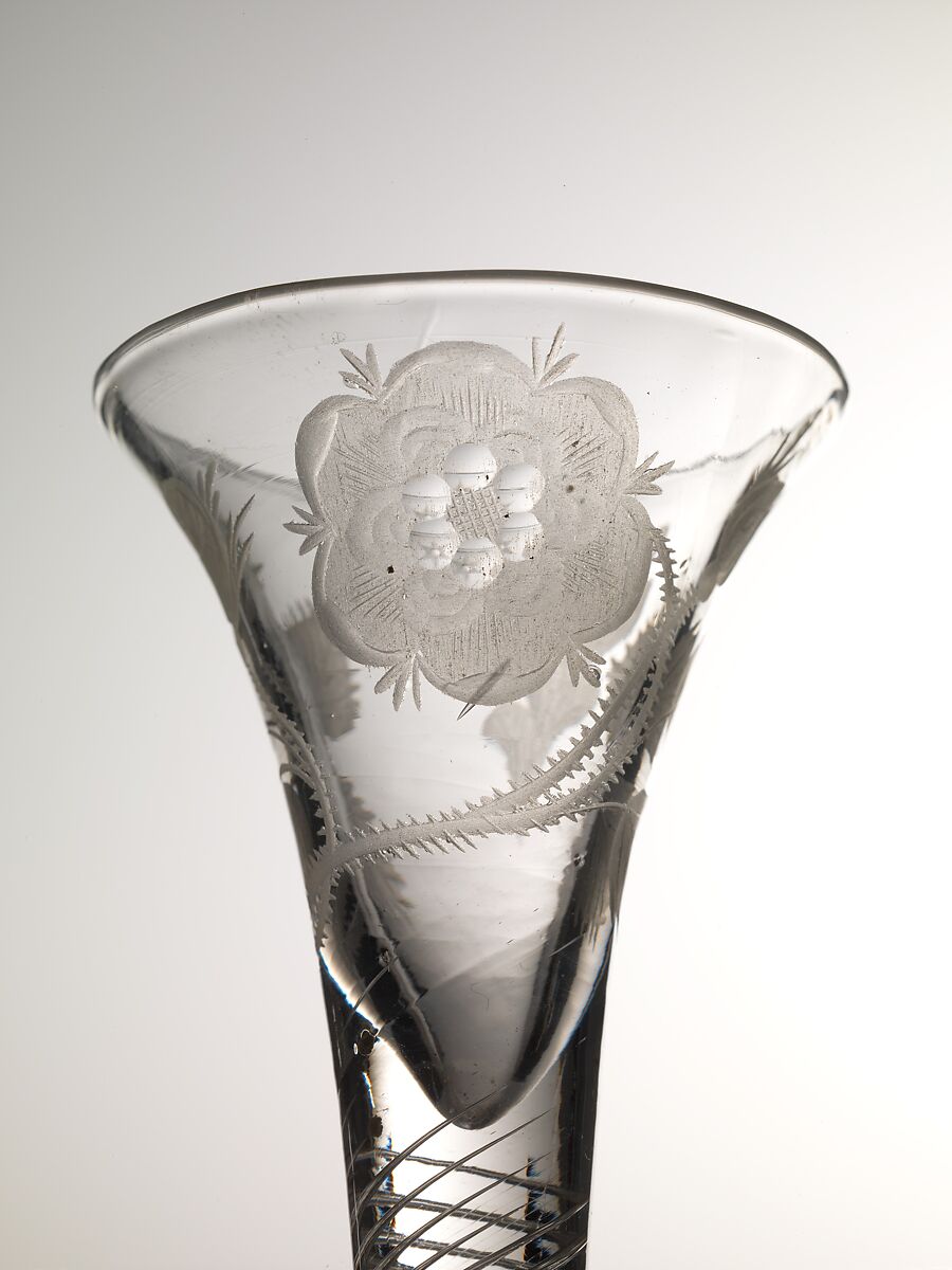 Wineglass with Jacobite emblems, Glass, British