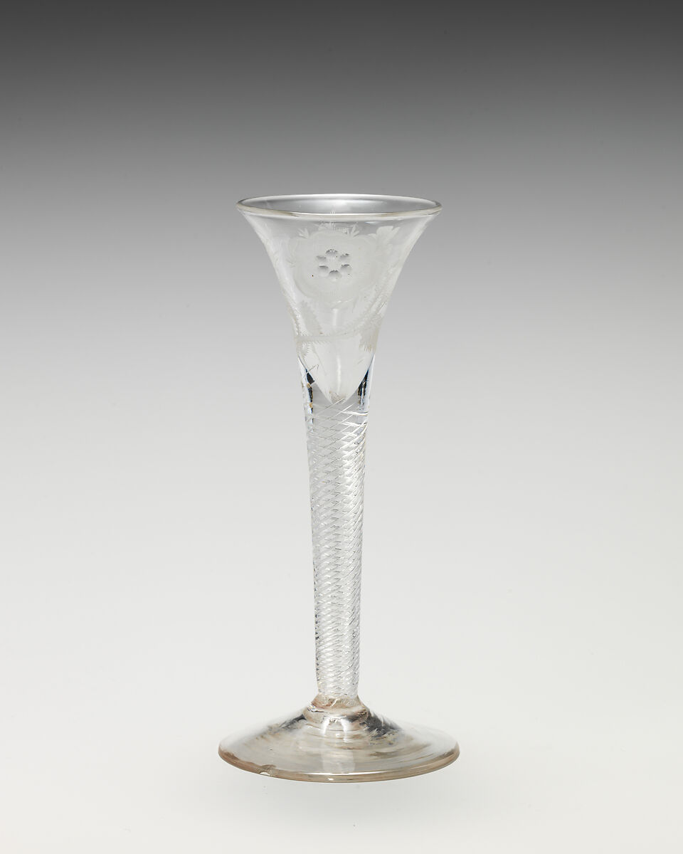 Wineglass with Jacobite emblems, Glass, British