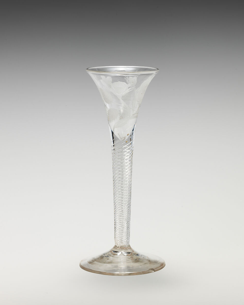 Wineglass with Jacobite emblems, Glass, British