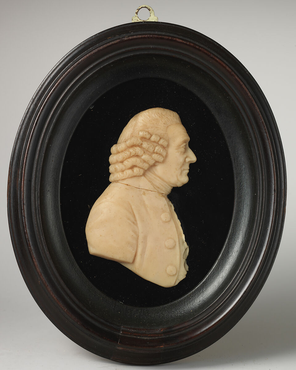 William Robertson (1708–1792), Thomas Engleheart (British, 1745–1786), White wax against dark glass; frame: black wood, British 