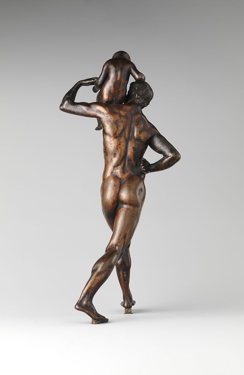 Man Carrying a Child on His Shoulder, Barthélemy Prieur (French, Berzieux ca. 1536–1611 Paris), Bronze, French, probably Paris