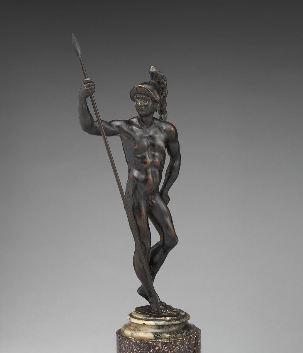 Nude Warrior, Bronze on marble base, possibly Italian 