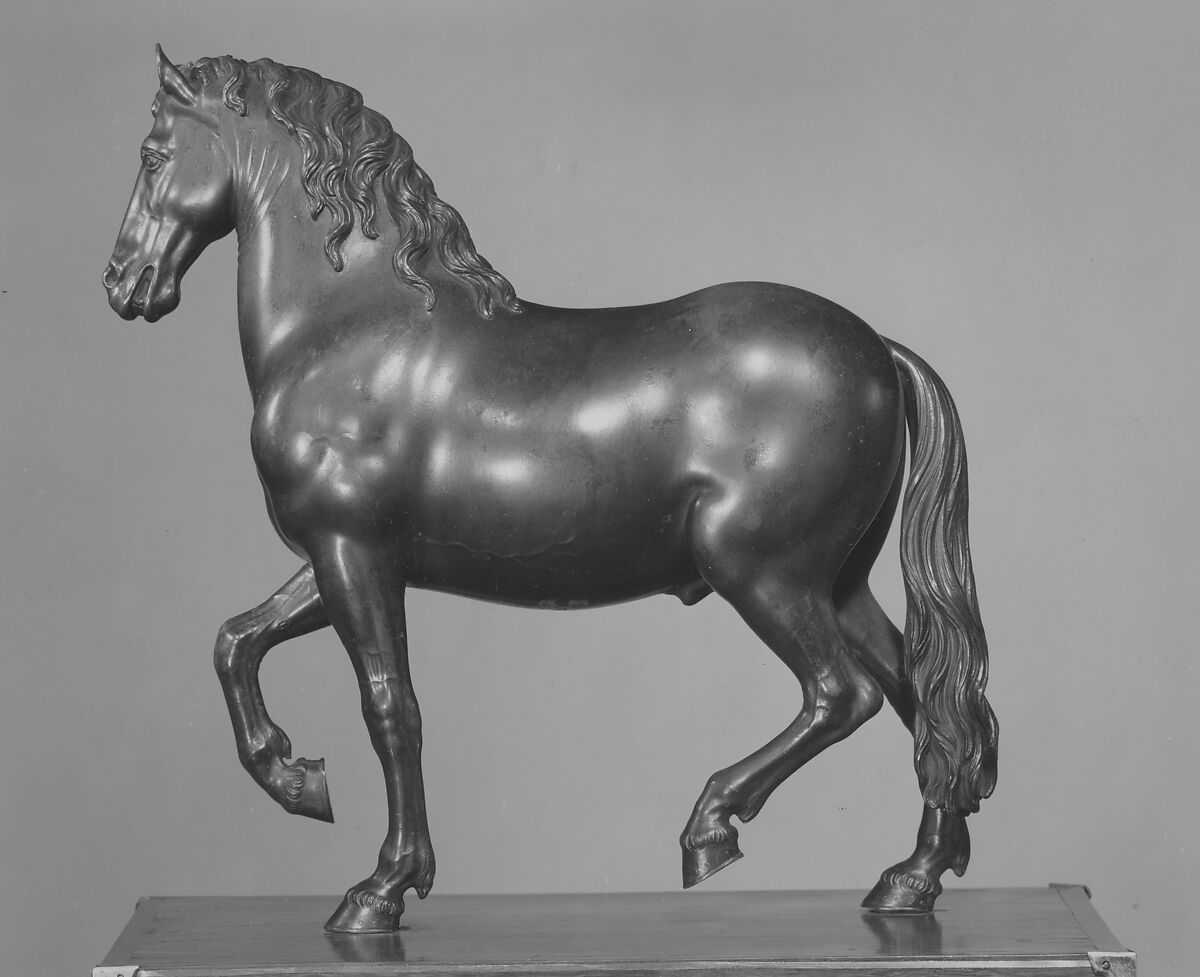 Horse, Bronze, remains of golden-brown transparent lacquer, French 