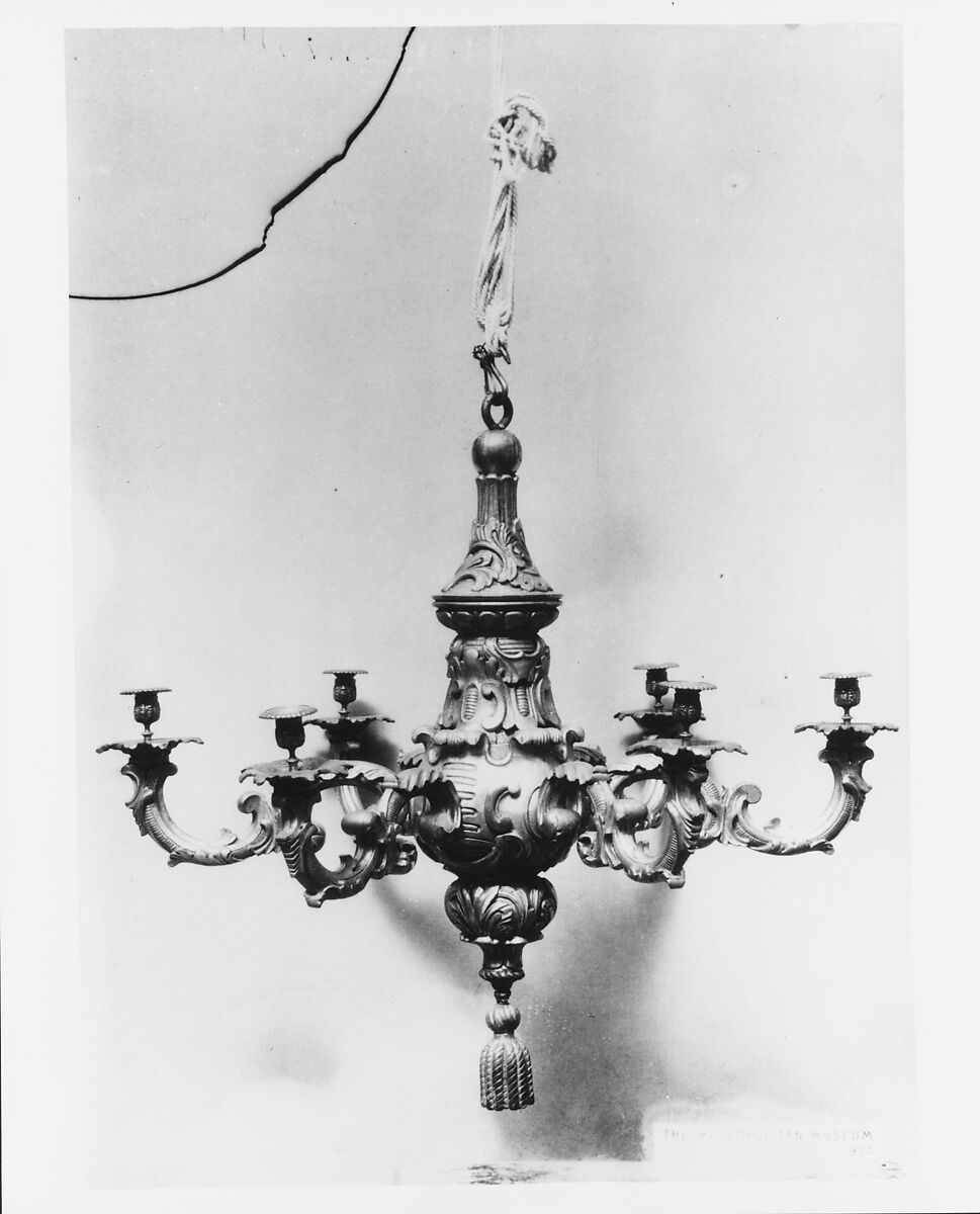 Chandelier, Wood, brass 