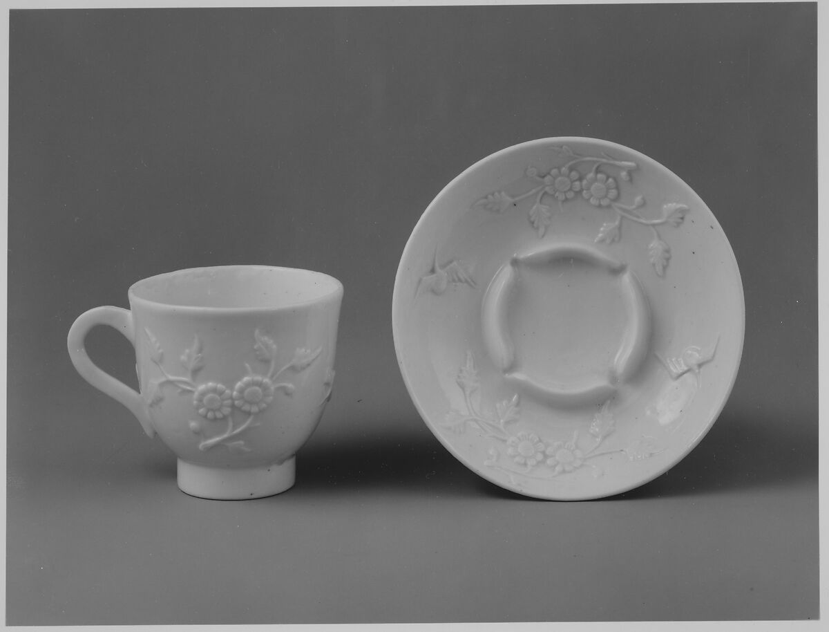 Cup and saucer, Saint-Cloud factory (French, mid-1690s–1766), Soft-paste porcelain, French, Saint-Cloud 