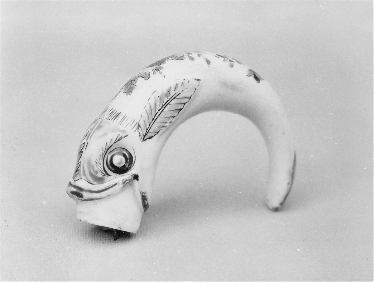 Cane handle, Saint-Cloud factory (French, mid-1690s–1766), Soft-paste porcelain, French, Saint-Cloud 