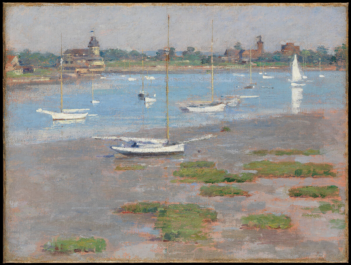 Low Tide, Riverside Yacht Club, Theodore Robinson (1852–1896), Oil on canvas, American 