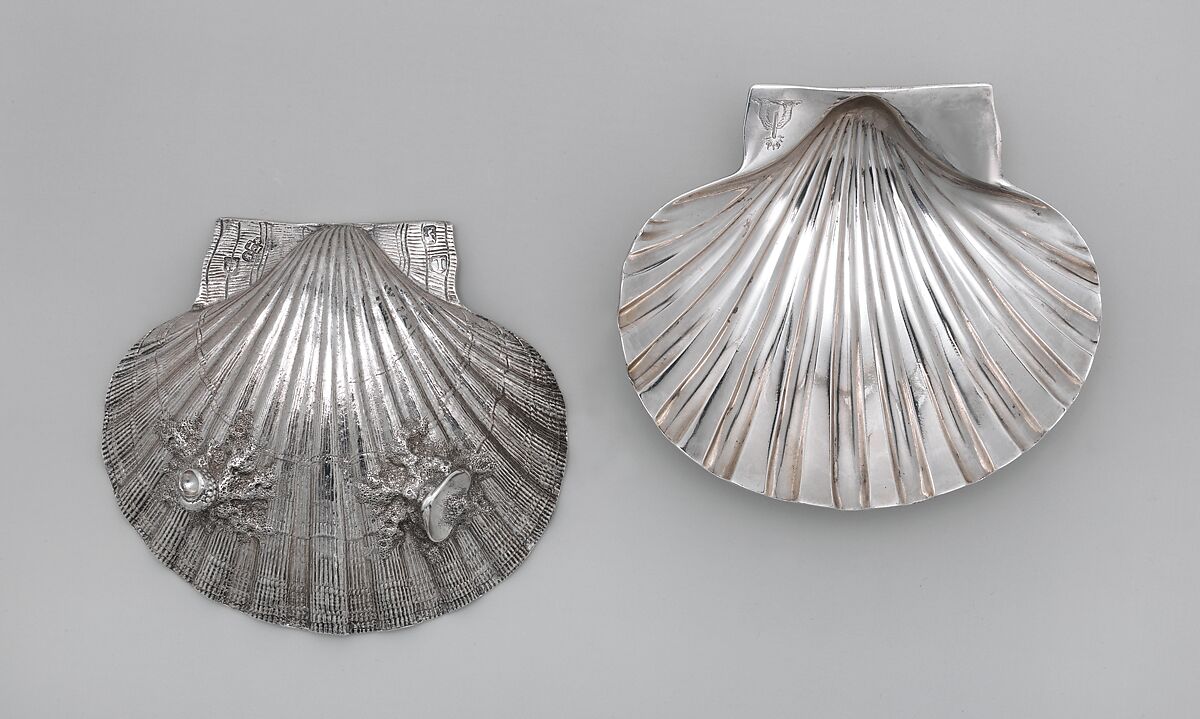 Pair of scallop shells, Paul de Lamerie (British, 1688–1751, active 1712–51), Silver, British, London 