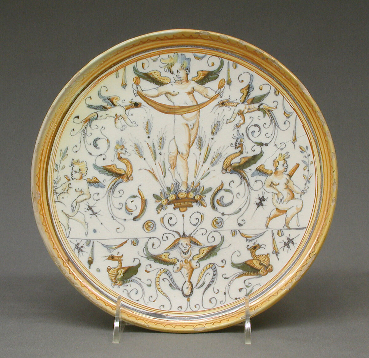 Tazza, Maiolica (tin-glazed earthenware), Italian, Rome