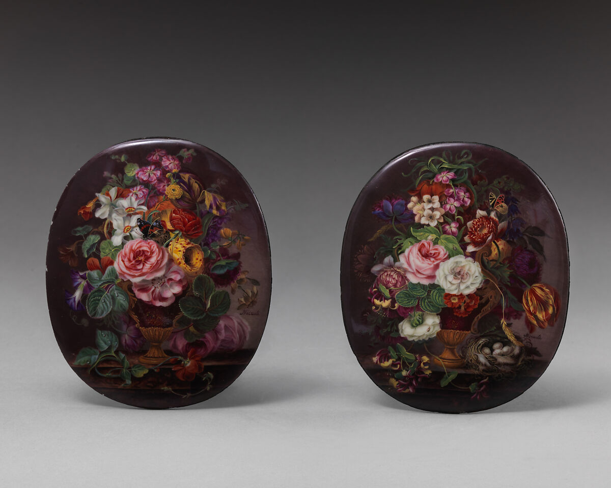 Plaque (one of two), Micault, Enamel on copper, French