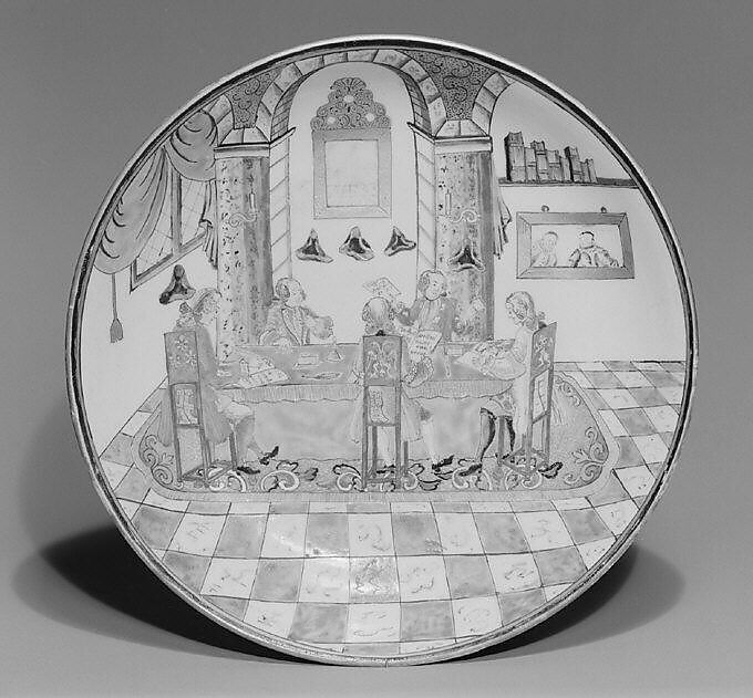 Plate, Hard-paste porcelain, Chinese with European decoration, for Dutch market 