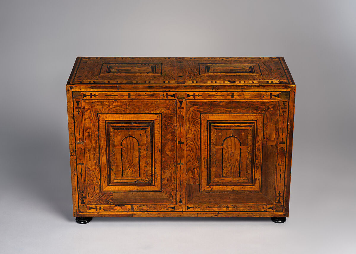 Cabinet, Pine carcass, gilded metal, Southern German, Augsburg