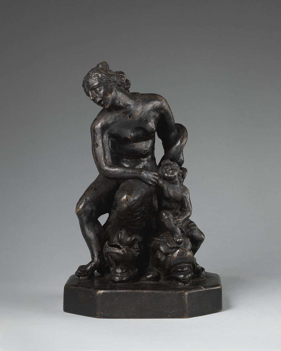 Venus and Cupid, seated on dolphins, Bronze, possibly British 