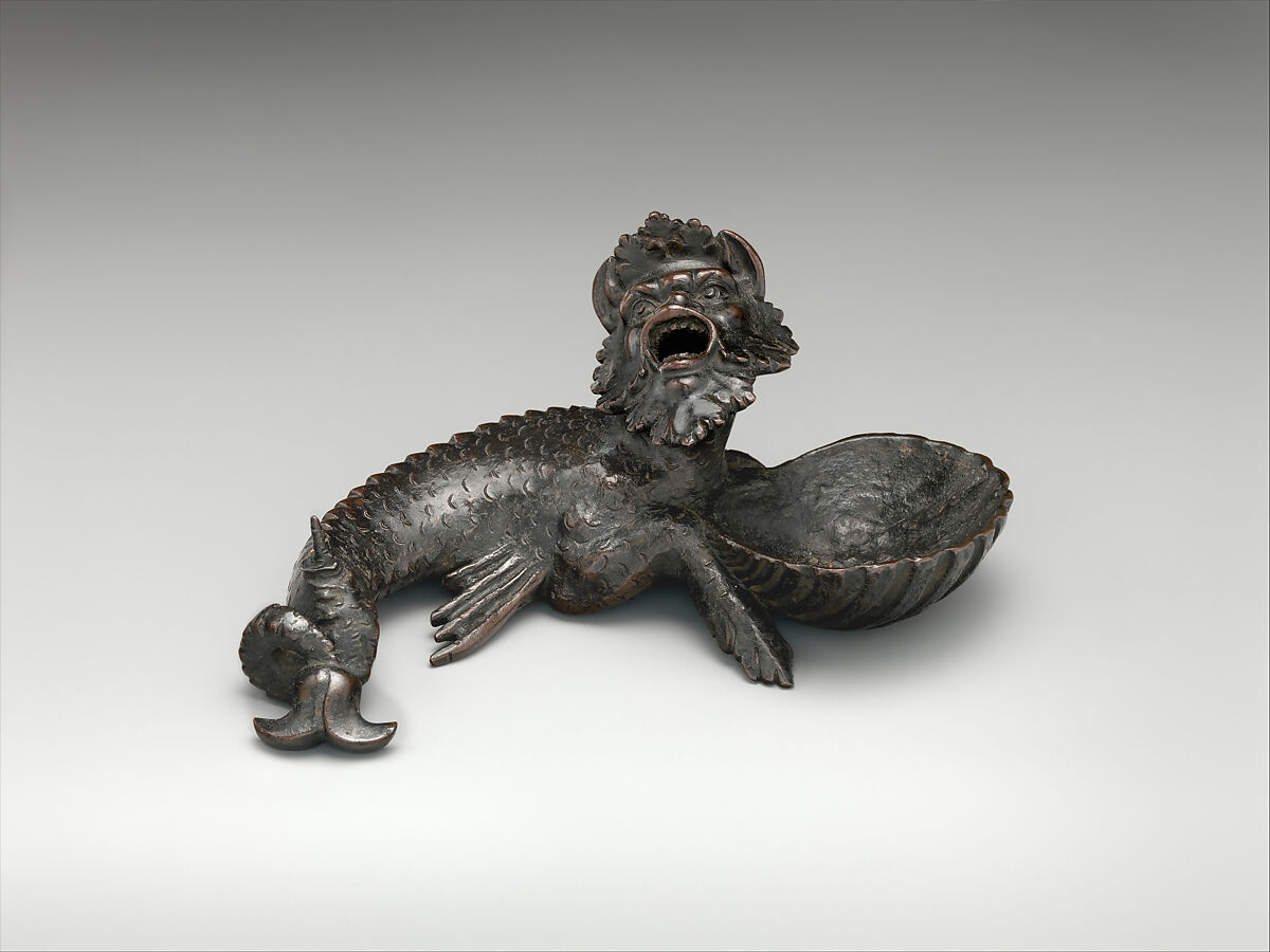 Sea monster, Severo Calzetta da Ravenna (Italian, active by 1496, died before 1543), Bronze, Italian, Ravenna or Padua 