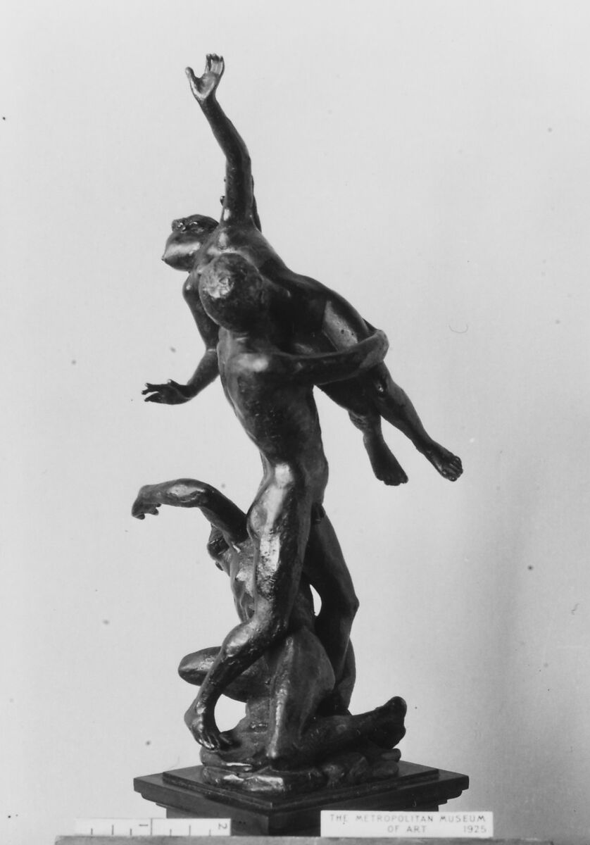 Abduction of a Sabine Woman, Follower of Giambologna (Netherlandish, Douai 1529–1608 Florence), Bronze, black wood base, Italian, possibly Florence