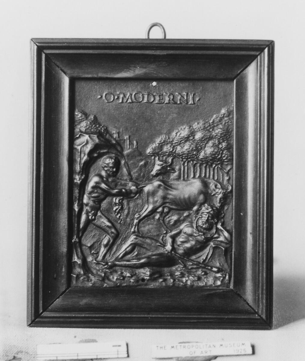 Cacus Stealing the Oxen of Hercules, Moderno (Galeazzo Mondella) (Italian, Verona 1467–1528 Verona), Bronze, Italian