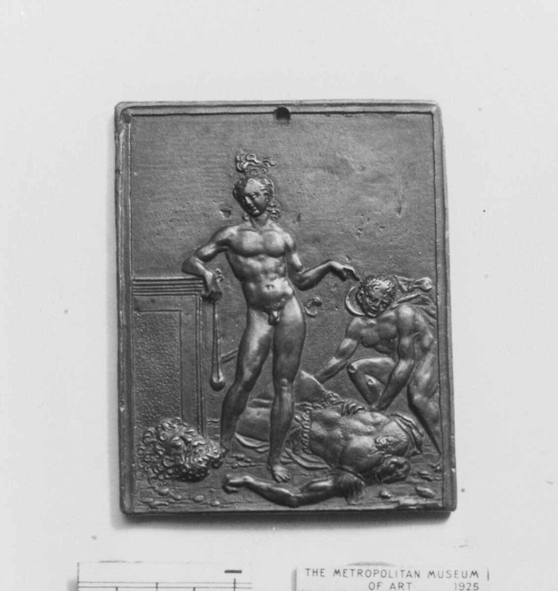 David Triumphant Over Goliath, Moderno (Galeazzo Mondella) (Italian, Verona 1467–1528 Verona), Bronze, Italian 