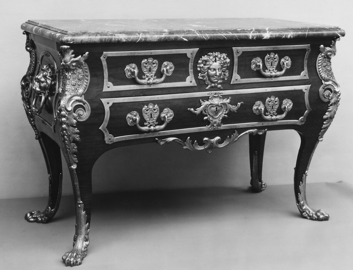 Commode, Bois satiné, gilt bronze, marble, French 
