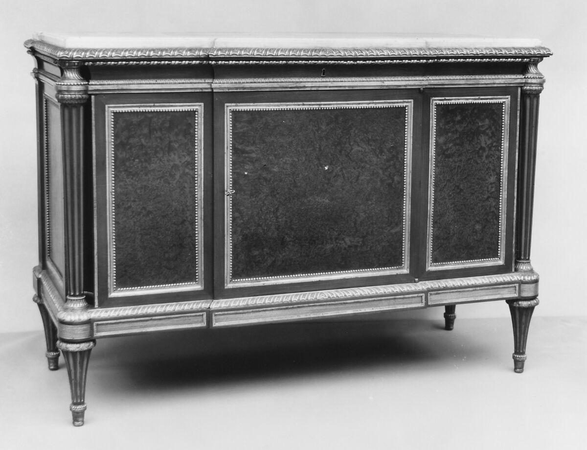 Commode (commode à vantaux), Adam Weisweiler (French, 1744–1820), Oak veneered with mahogany and thuya; gilt bronze; marble, French 