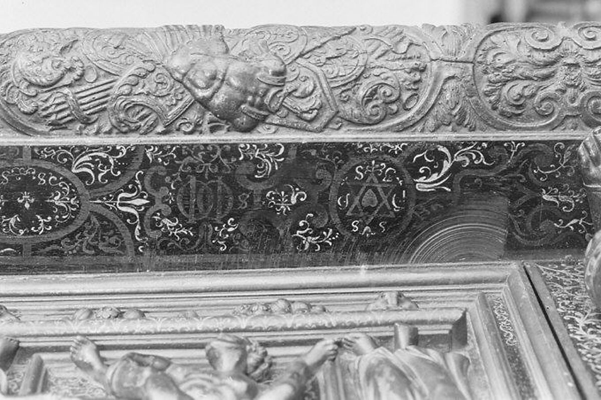 Cabinet, Style of Hugues Sambin (French, Gray ca. 1520–1601 Dijon), Carved, painted, and gilded walnut, French