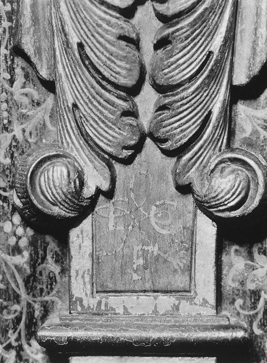 Cabinet, Style of Hugues Sambin (French, Gray ca. 1520–1601 Dijon), Carved, painted, and gilded walnut, French