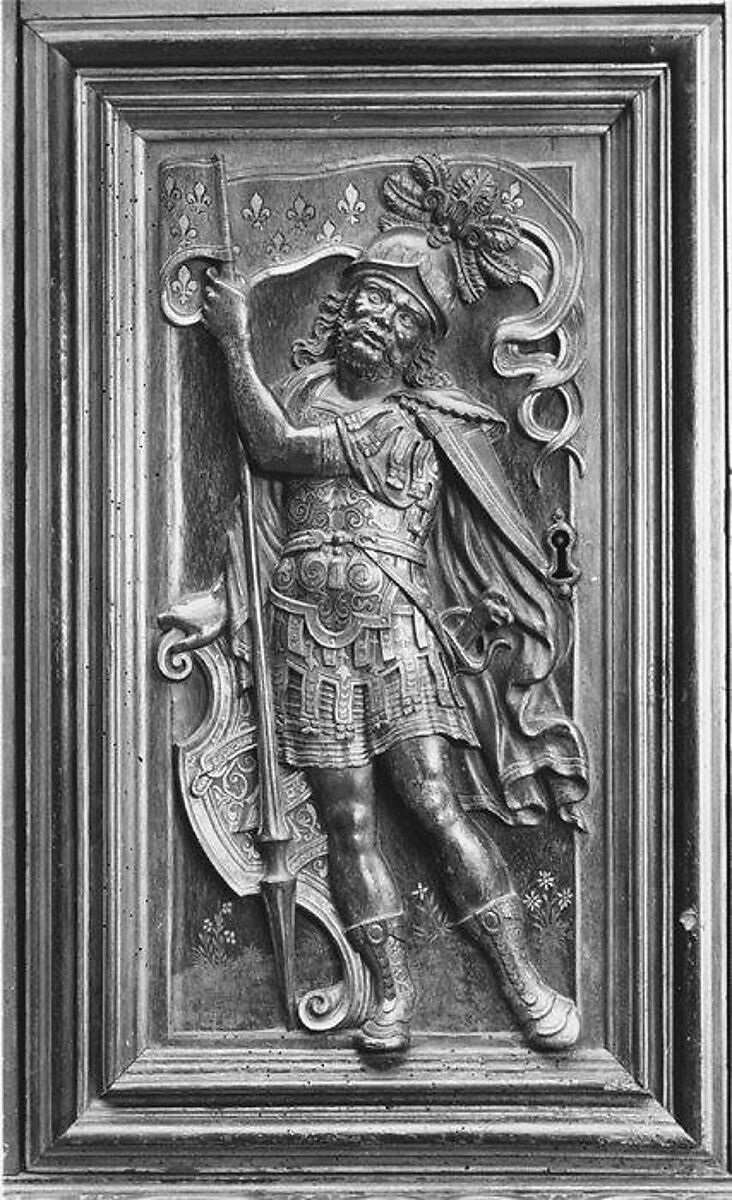 Cabinet, Style of Hugues Sambin (French, Gray ca. 1520–1601 Dijon), Carved, painted, and gilded walnut, French