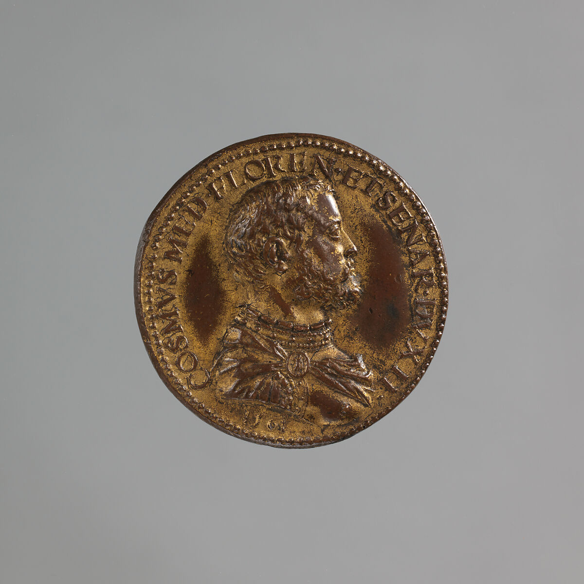 Cosimo I de'Medici (1519–1574), Duke of Florence, 1537; Grand Duke of Tuscany, 1569, Medalist: Domenico Poggini (Italian, Florence 1520–1590 Rome), Gilt bronze, Italian 