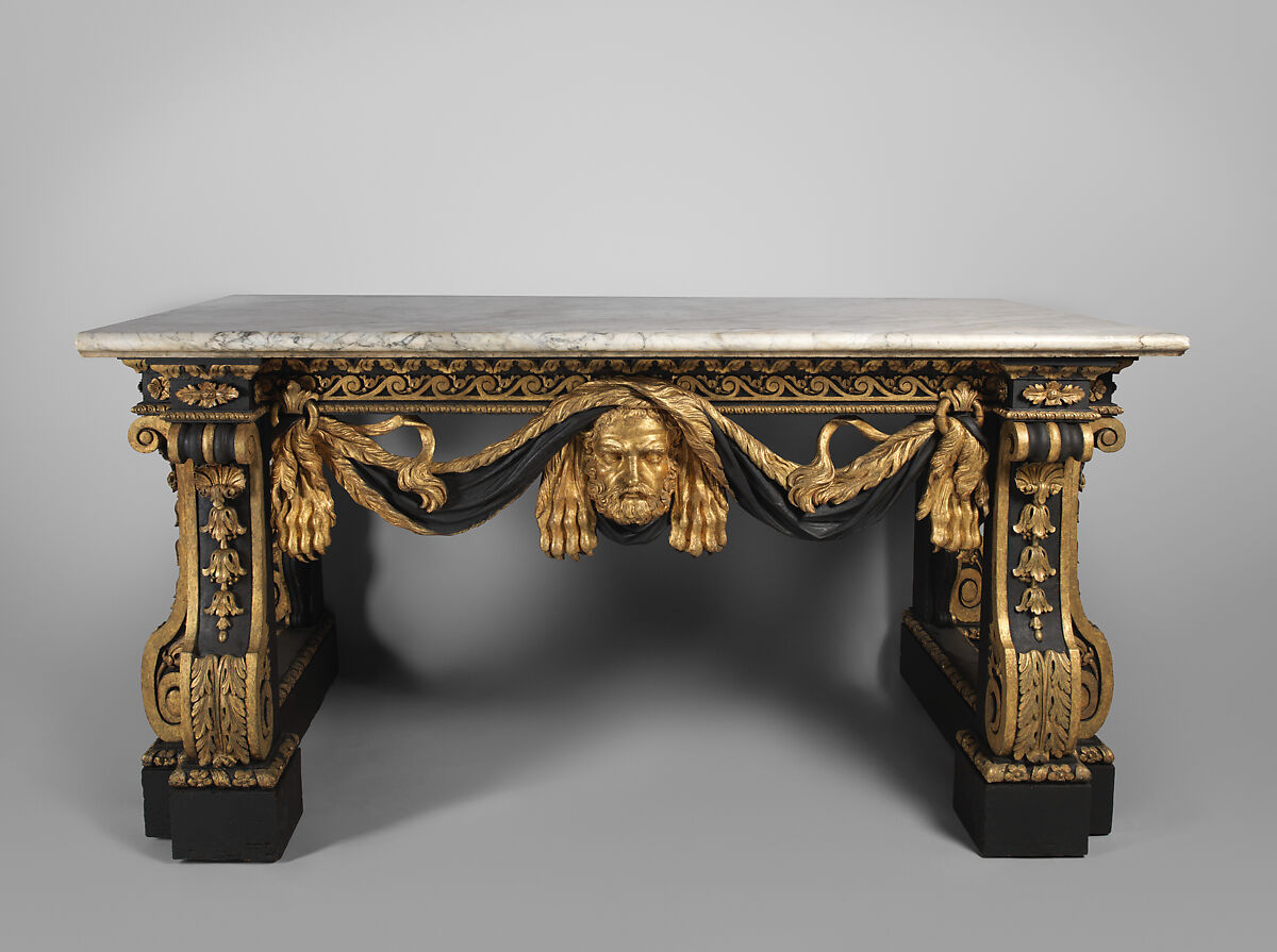 Table, Attributed to Matthias Lock (British, London ca. 1710–ca. 1765 London), Pine, marble, British 
