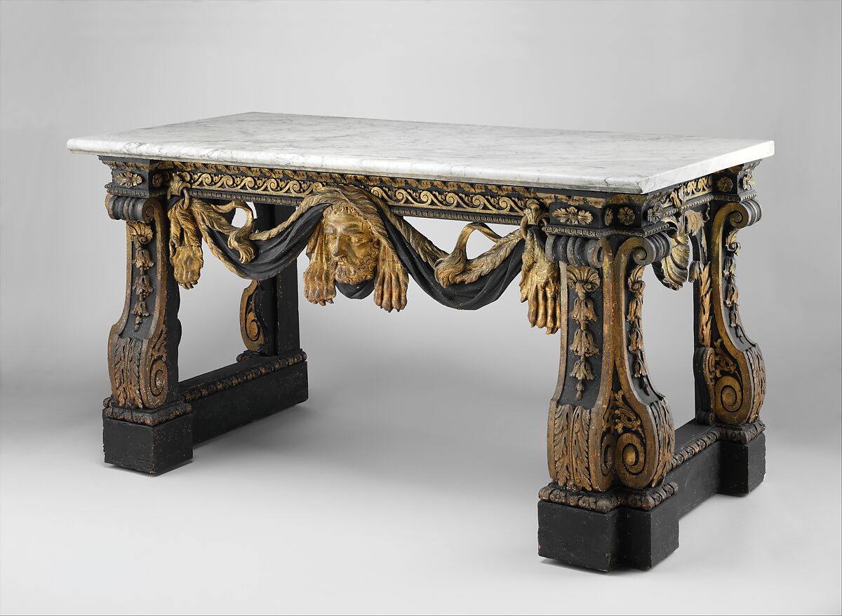 Table, Attributed to Matthias Lock (British, London ca. 1710–ca. 1765 London), Pine, marble, British