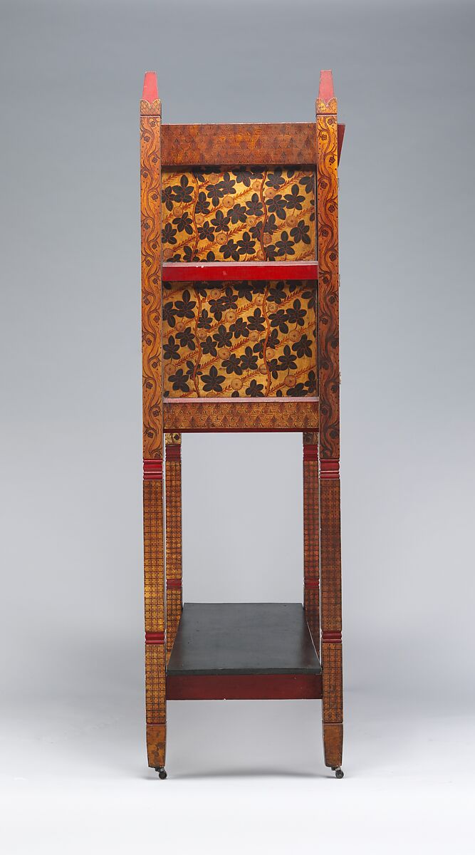 The Backgammon Players, Philip Webb (British, Oxford 1831–1915 West Sussex), Painted pine, oil paint on leather, brass, copper, British