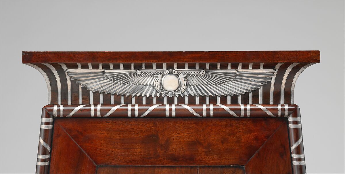 Coin cabinet, Designed by Charles Percier (French, Paris 1764–1838 Paris), Mahogany (probably Swietenia mahagoni), applied and inlaid silver, French, Paris