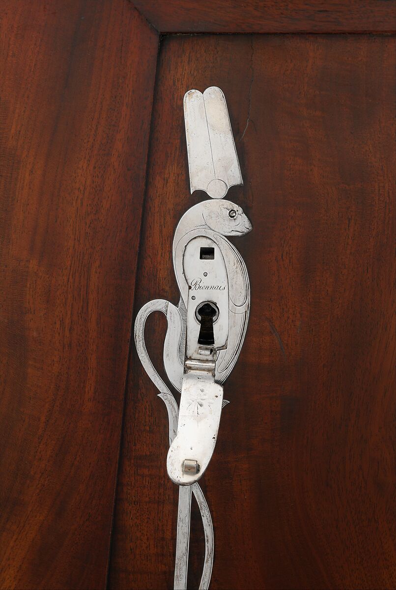 Coin cabinet, Designed by Charles Percier (French, Paris 1764–1838 Paris), Mahogany (probably Swietenia mahagoni), applied and inlaid silver, French, Paris