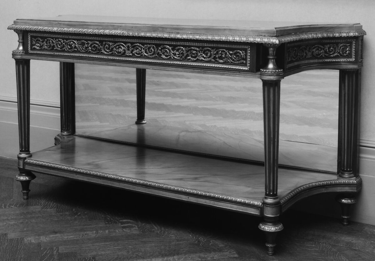 Side table (Console desserte), Attributed to Bernard Molitor (1755–1833), Mahogany and gilt bronze, marble, French 