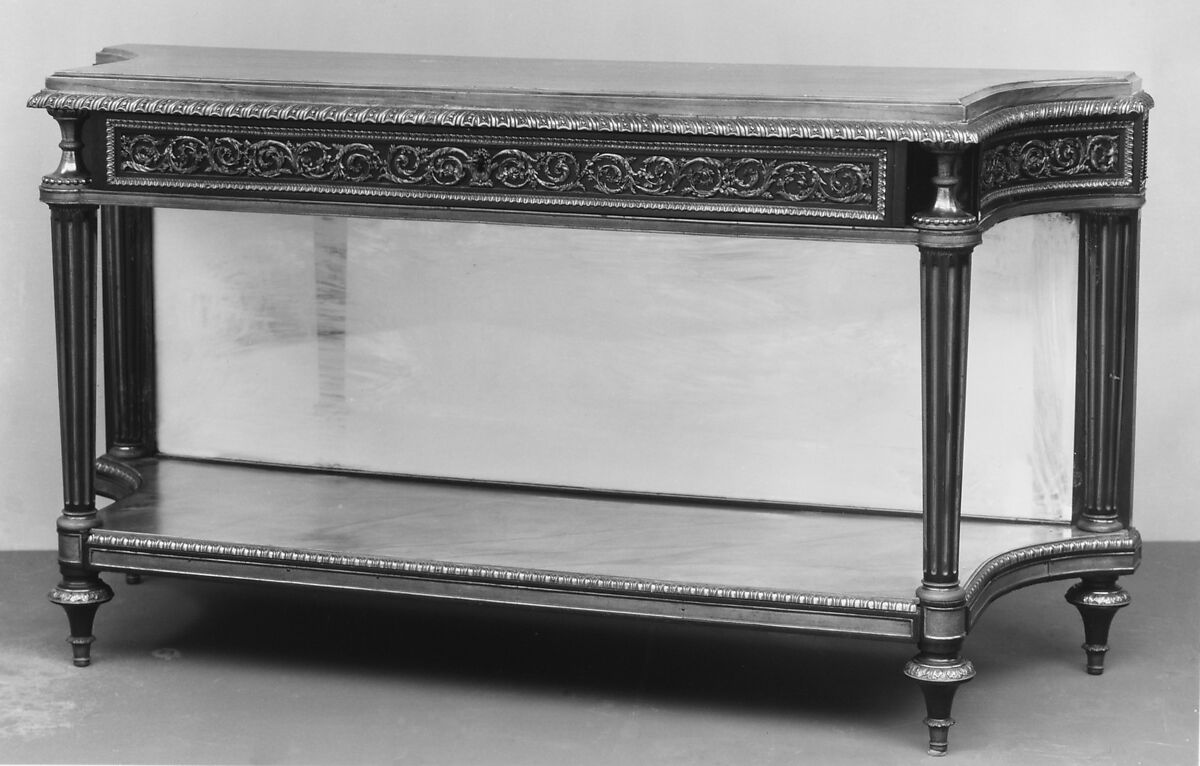 Side table (Console desserte), Attributed to Bernard Molitor (1755–1833), Mahogany and gilt bronze, marble, French