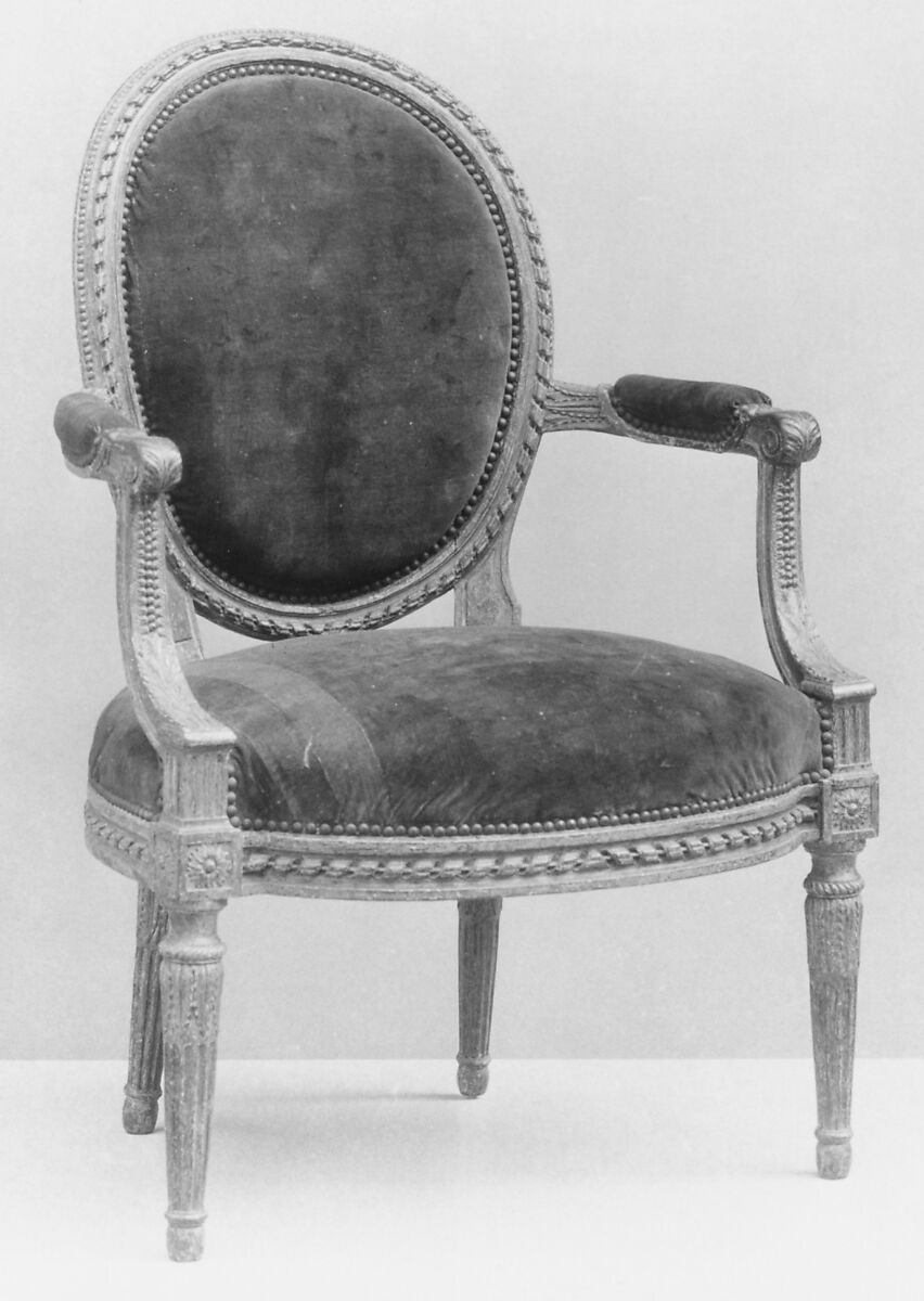 Armchair, Carved beechwood, originally gilded, French 