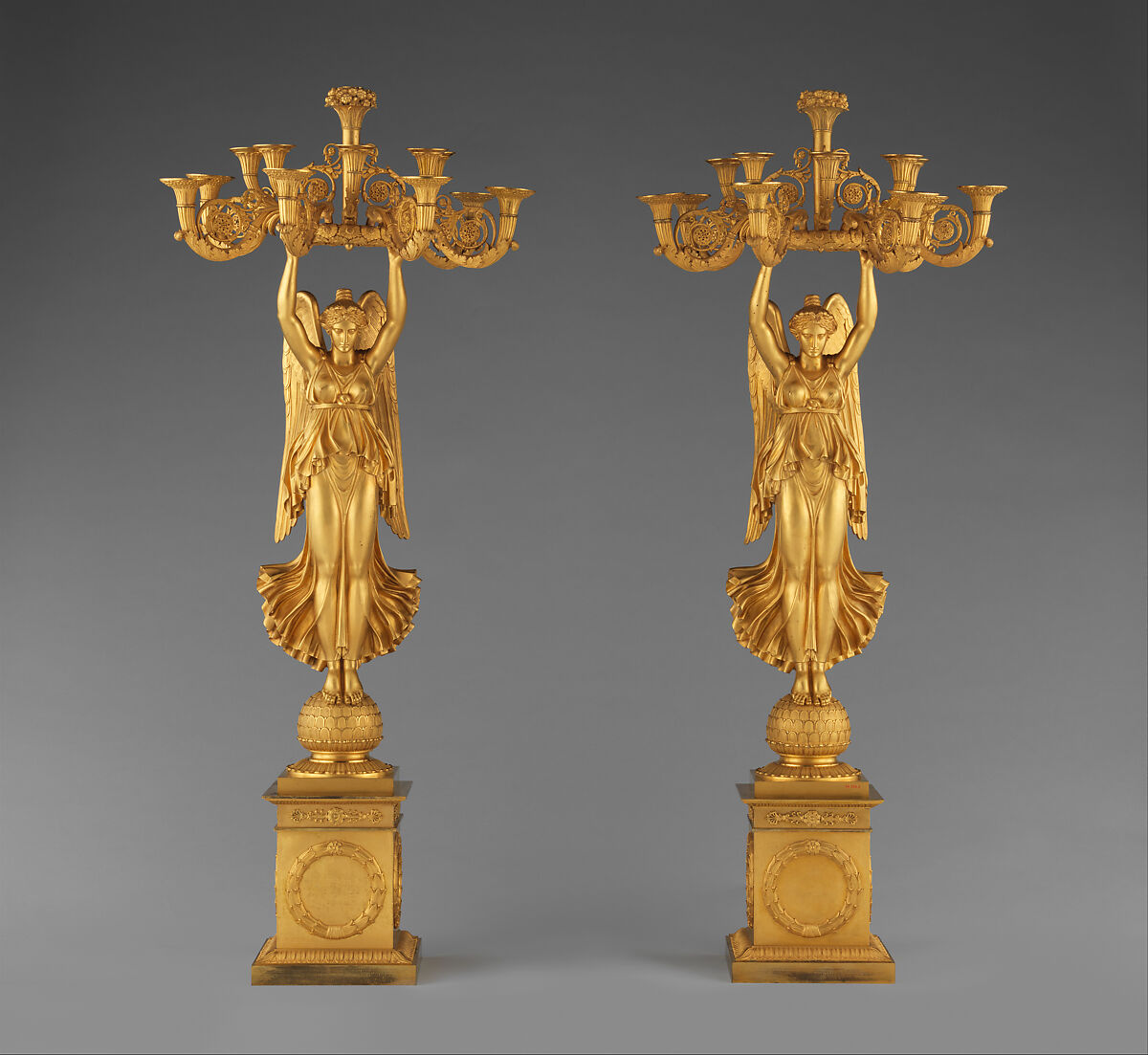 Pair of candelabra with Winged Victories, Pierre Philippe Thomire  French, Gilt bronze, French