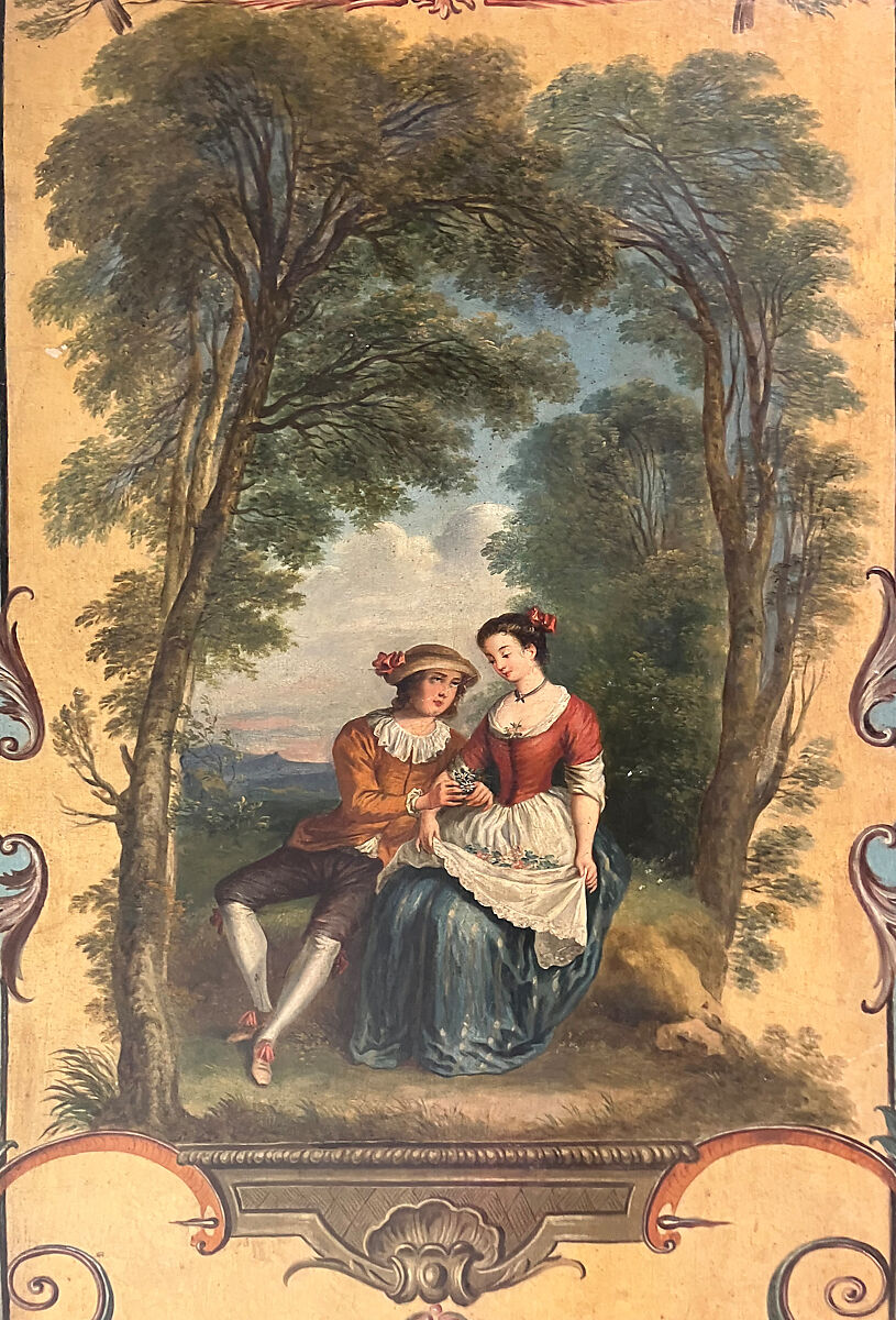 The Four Seasons, After a composition by Antoine Watteau (French, Valenciennes 1684–1721 Nogent-sur-Marne) engraved by Boucher, Canvas, painted in oil, with damask backing, French