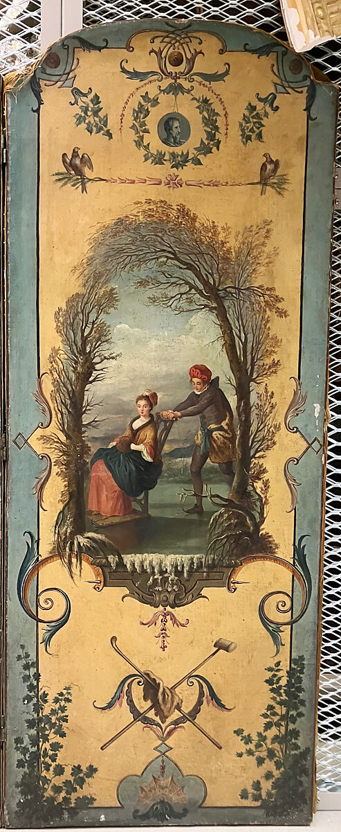 The Four Seasons, After a composition by Antoine Watteau (French, Valenciennes 1684–1721 Nogent-sur-Marne) engraved by Boucher, Canvas, painted in oil, with damask backing, French