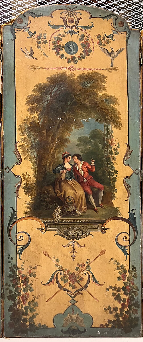 The Four Seasons, After a composition by Antoine Watteau (French, Valenciennes 1684–1721 Nogent-sur-Marne) engraved by Boucher, Canvas, painted in oil, with damask backing, French