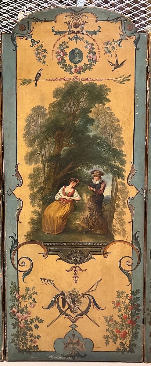 The Four Seasons, After a composition by Antoine Watteau (French, Valenciennes 1684–1721 Nogent-sur-Marne) engraved by Boucher, Canvas, painted in oil, with damask backing, French